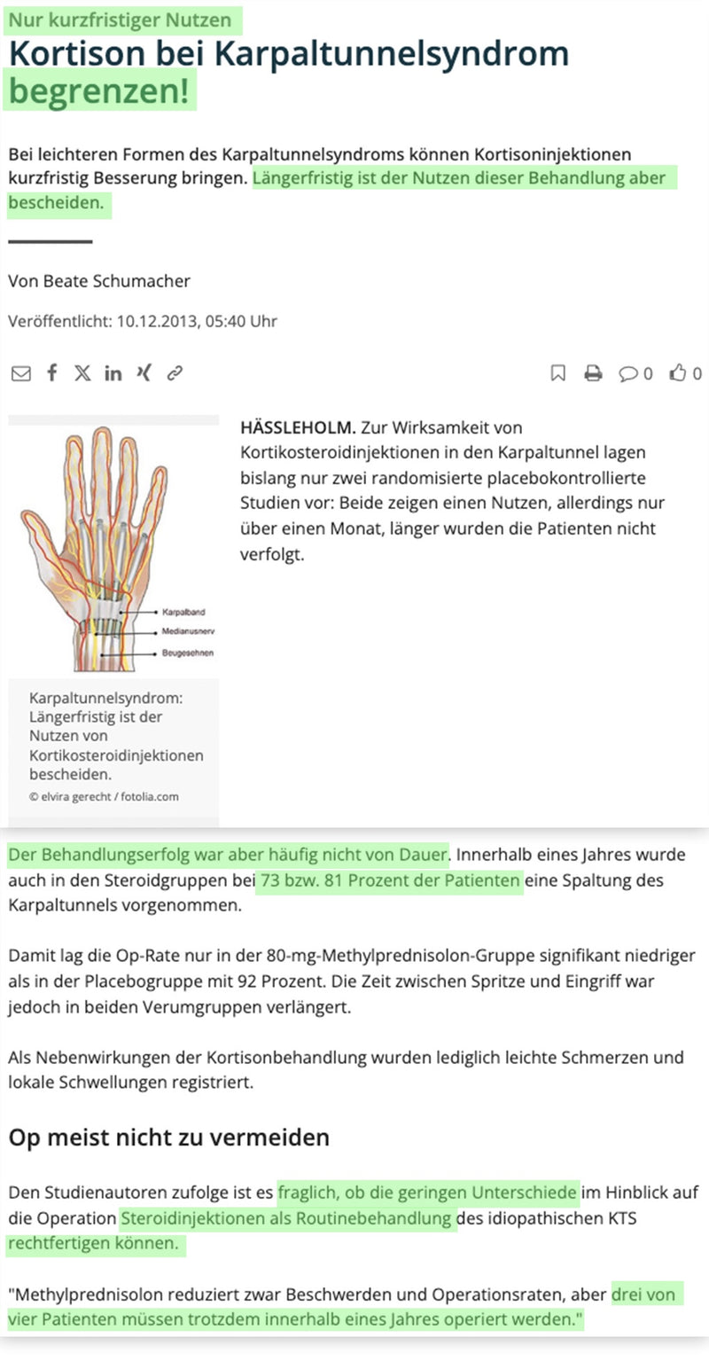 Karpaltunnel Artikel Spritzen